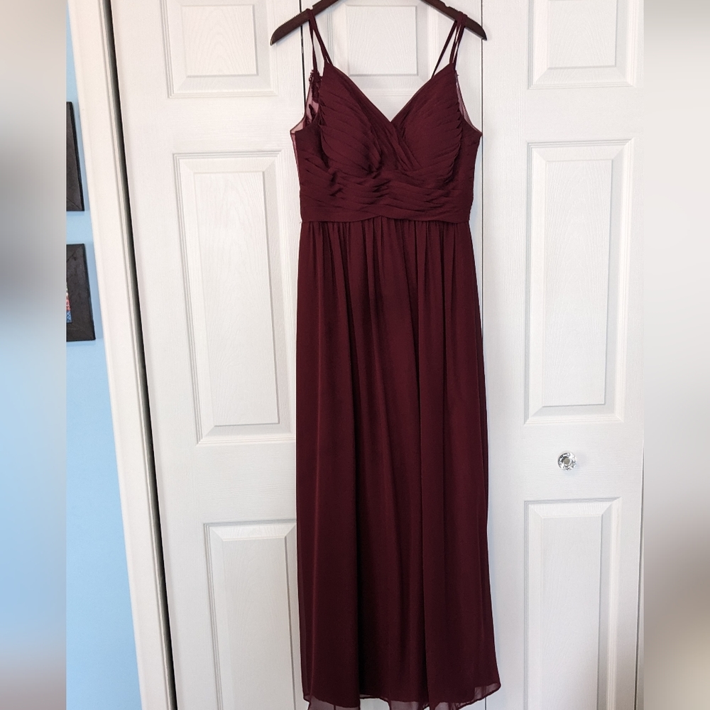 Azazie Maren Allure Cabernet Long Bridesmaids Dress